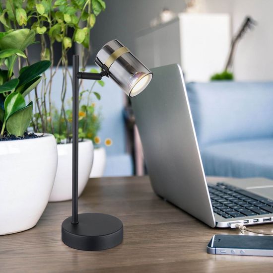 Globo Trabby Tischleuchte Schwarz Matt, Metall Ø6cm 57916T