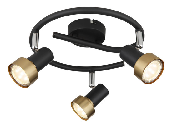 Globo Mason GU10 Strahler 3-fach 25W Schwarz Matt, Metall Ø5,4cm 57917-3G