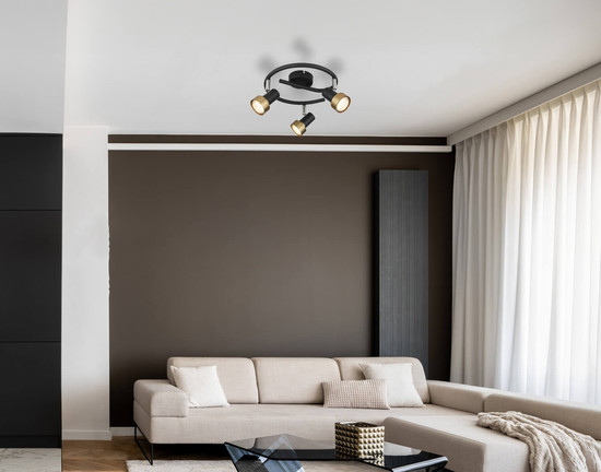 Globo Mason GU10 Strahler 3-fach 25W Schwarz Matt, Metall Ø5,4cm 57917-3G