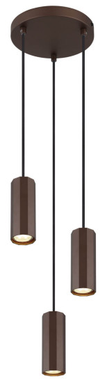 Globo James GU10 Hängeleuchte 3-fach 25W Bronzefarben Matt, Metall Ø6cm 57919-3H