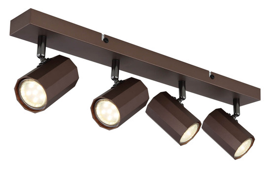 Globo James GU10 Strahler 4-fach 25W Bronzefarben Matt, Metall Ø6cm 57919-4