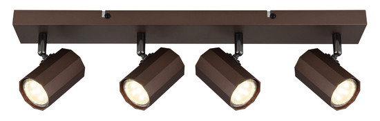 Globo James GU10 Strahler 4-fach 25W Bronzefarben Matt, Metall Ø6cm 57919-4