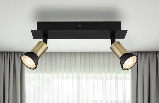 Globo Drew GU10 Strahler 2-fach 35W Schwarz Matt, Metall Ø3cm 57998-2B