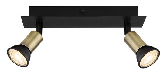 Globo Drew GU10 Strahler 2-fach 35W Schwarz Matt, Metall Ø3cm 57998-2B