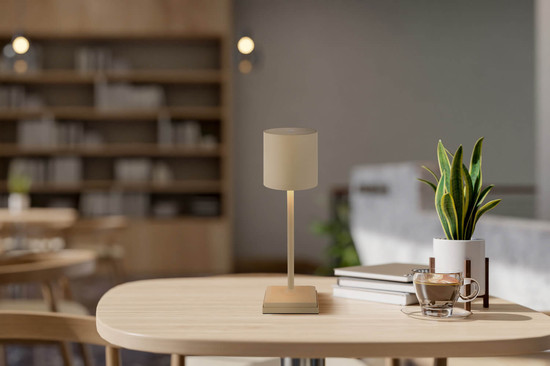 Globo Dixon LED Tischleuchte Warmweiß Sandfarben Matt Ø9,3cm 58487S