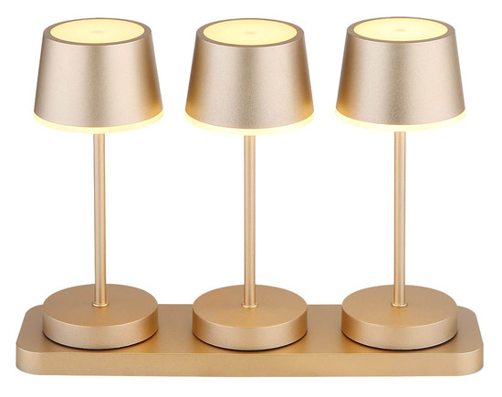 Globo LED Tischleuchte Dawson RGBW LED 1W dimmbar Fernbedienung Akku IP54 warmweiss Champagnerfarben matt Metall Ø8cm