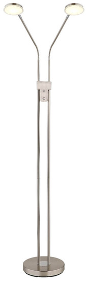 Globo LED Stehleuchte Silvio 2-flammig 2x 6,5W dimmbar CCT warm-/neutralweiss Nickel matt Metall 172cm