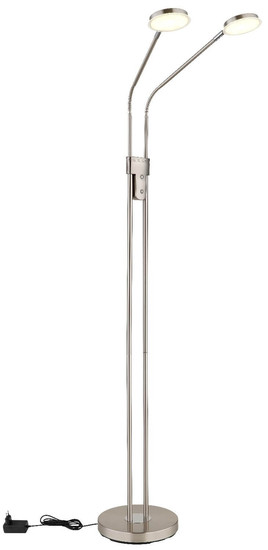 Globo LED Stehleuchte Silvio 2-flammig 2x 6,5W dimmbar CCT warm-/neutralweiss Nickel matt Metall 172cm