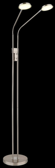 Globo LED Stehleuchte Silvio 2-flammig 2x 6,5W dimmbar CCT warm-/neutralweiss Nickel matt Metall 172cm