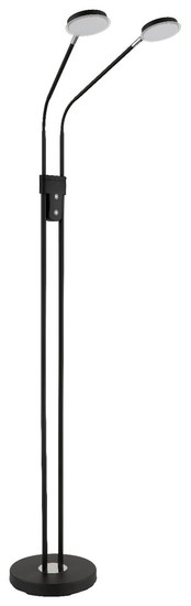 Globo LED Stehleuchte Silvio 2-flammig 2x 6,5W dimmbar CCT warm-/neutralweiss Schwarz matt Metall 173cm