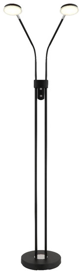 Globo LED Stehleuchte Silvio 2-flammig 2x 6,5W dimmbar CCT warm-/neutralweiss Schwarz matt Metall 173cm