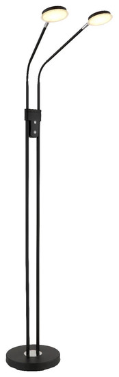 Globo LED Stehleuchte Silvio 2-flammig 2x 6,5W dimmbar CCT warm-/neutralweiss Schwarz matt Metall 173cm