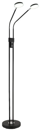 Globo LED Stehleuchte Silvio 2-flammig 2x 6,5W dimmbar CCT warm-/neutralweiss Schwarz matt Metall 173cm