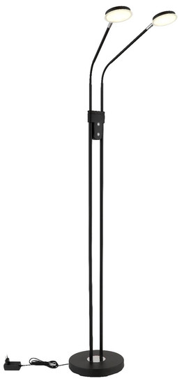 Globo LED Stehleuchte Silvio 2-flammig 2x 6,5W dimmbar CCT warm-/neutralweiss Schwarz matt Metall 173cm