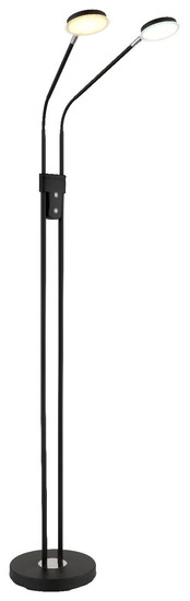 Globo LED Stehleuchte Silvio 2-flammig 2x 6,5W dimmbar CCT warm-/neutralweiss Schwarz matt Metall 173cm