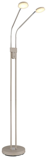 Globo LED Stehleuchte Silvio 2-flammig 2x 6,5W dimmbar CCT warm-/neutralweiss Sandfarben matt Metall 173cm