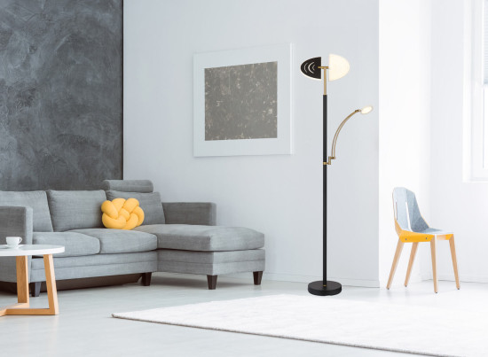 Globo Tirana LED Deckenfluter 40W CCT Schwarz Matt, Metall 183cm 58909B