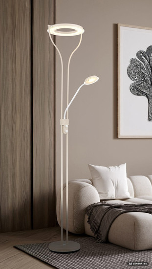 Globo LED Deckenfluter Ebro 20W warmweiss Sandfarben matt Metall Glas 194cm