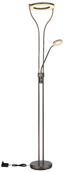 Globo LED Deckenfluter Ebro 20W warmweiss Kaffeefarben matt Metall Glas 194cm