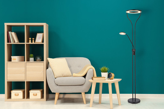 Globo Ebro LED Deckenfluter 20W Warmweiß Schwarz, Metall 194cm 59038SD