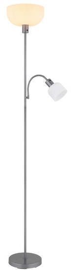 Globo Hinton E27 Stehleuchte 60W Silberfarben Matt, Metall Ø26cm 59947