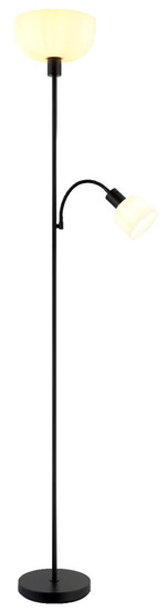 Globo Stehleuchte Hinton E27 + E14 Schwarz matt Metall 179cm