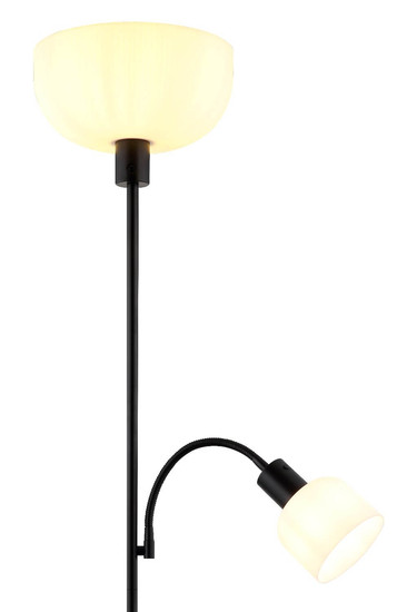 Globo Stehleuchte Hinton E27 + E14 Schwarz matt Metall 179cm