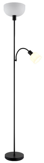 Globo Stehleuchte Hinton E27 + E14 Schwarz matt Metall 179cm