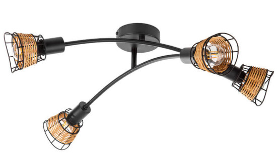 Globo Esra E14 Deckenleuchte 4-fach 25W Schwarz Matt, Metall 9cm 61340408