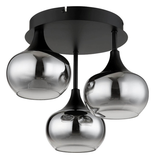 Globo LED Deckenleuchte Lui 24W warmweiss Schwarz matt rauchfarben Metall Glas Ø35cm