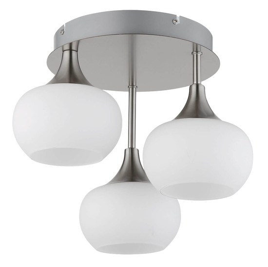 Globo LED Deckenleuchte Lui 24W warmweiss Nickel matt Metall Glas Ø35cm