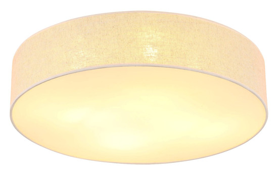 Globo Deckenleuchte Jule 4-flammig E27 Weiß matt beige Metall Leinen Ø58cm