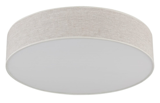 Globo Deckenleuchte Jule 4-flammig E27 Weiß matt beige Metall Leinen Ø58cm