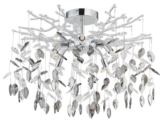 Globo Deckenleuchte Danna 8-flammig G9 Verchromt rauchfarben Metall Glaskristalle Ø61cm