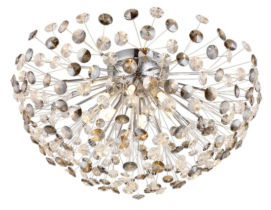 Globo LED Deckenleuchte Katrina 6-flammig G9 LED 6x 3,5W warmweiss Verchromt rauchfarben Metall K9 Kristalle Ø60cm