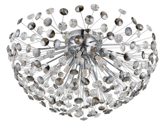 Globo LED Deckenleuchte Katrina 6-flammig G9 LED 6x 3,5W warmweiss Verchromt rauchfarben Metall K9 Kristalle Ø60cm