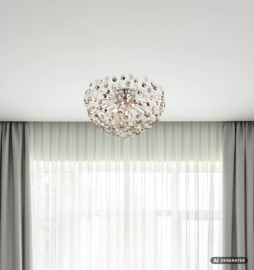 Globo LED Deckenleuchte Katrina 6-flammig G9 LED 6x 3,5W warmweiss Verchromt rauchfarben Metall K9 Kristalle Ø60cm
