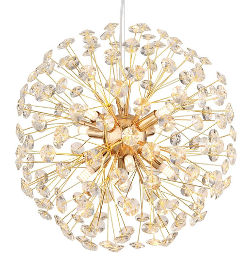 Globo LED Kronleuchter Katrina 8-flammig G9 LED 8x 3,5W warmweiss Goldfarben klar Metall K9 Kristalle Ø40cm