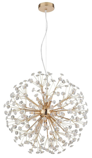 Globo LED Kronleuchter Katrina 9-flammig G9 LED 9x 3,5W warmweiss Goldfarben klar Metall K9 Kristalle Ø60cm