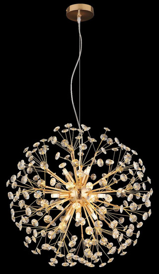 Globo LED Kronleuchter Katrina 9-flammig G9 LED 9x 3,5W warmweiss Goldfarben klar Metall K9 Kristalle Ø60cm