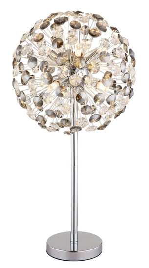 Globo LED Tischleuchte Katrina 8-flammig G9 LED 8x 3,5W warmweiss Verchromt rauchfarben Metall K9 Kristalle Ø35cm