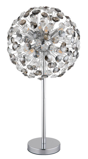 Globo LED Tischleuchte Katrina 8-flammig G9 LED 8x 3,5W warmweiss Verchromt rauchfarben Metall K9 Kristalle Ø35cm