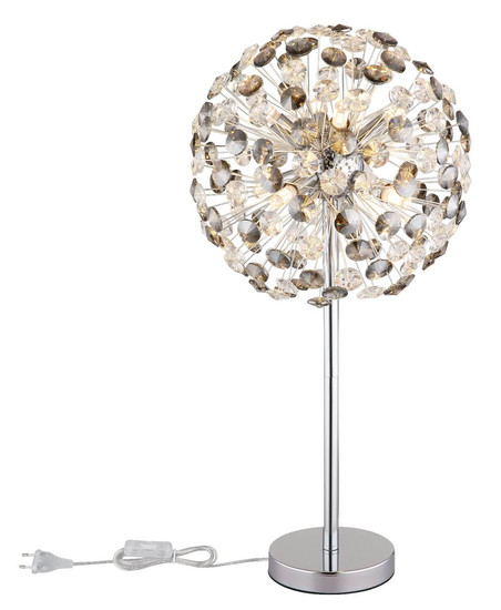 Globo LED Tischleuchte Katrina 8-flammig G9 LED 8x 3,5W warmweiss Verchromt rauchfarben Metall K9 Kristalle Ø35cm