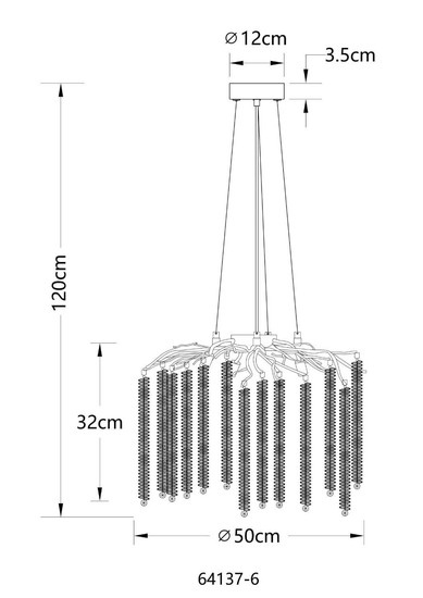 Globo Kronleuchter Laverne 6-flammig G9 Verchromt klar Metall Glaskristalle Ø50cm