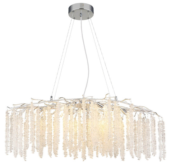 Globo Kronleuchter Laverne 9-flammig G9 Verchromt klar Metall Glaskristalle 120x100cm
