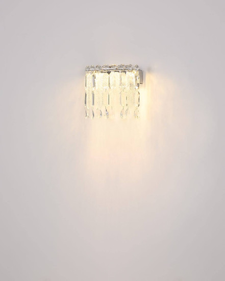 Globo LED Wandleuchte Klunka 12W dimmbar CCT warm-/neutral-/tageslichtweiss Verchromt klar Metall K5 Kristalle 28x24,5cm