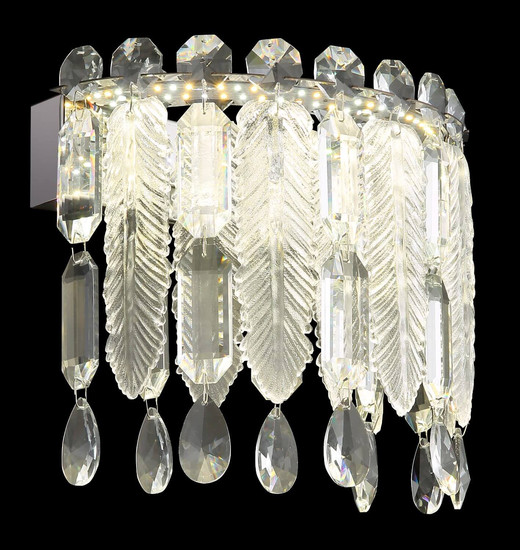 Globo LED Wandleuchte Klunka 12W dimmbar CCT warm-/neutral-/tageslichtweiss Verchromt klar Metall K5 Kristalle 28x24,5cm