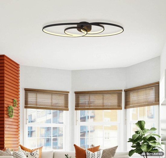 Globo LED Deckenleuchte Spira 40W warmweiss Schwarz matt Metall Aluminium 85x30cm