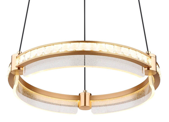 Globo LED Pendelleuchte Blondie 36W dimmbar Fernbedienung CCT warm-/tageslichtweiss Goldfarben klar Metall K5 Kristalle Ø40cm