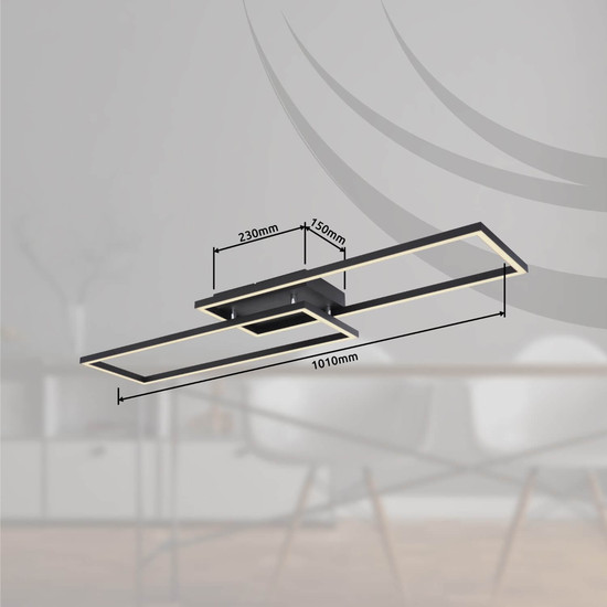 Globo LED Deckenleuchte Tatjana 36W CCT warm-/neutral-/tageslichtweiss Schwarz matt Metall 101x29cm